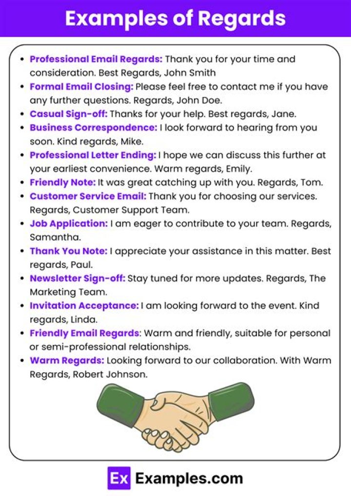 How do I extend my regards?