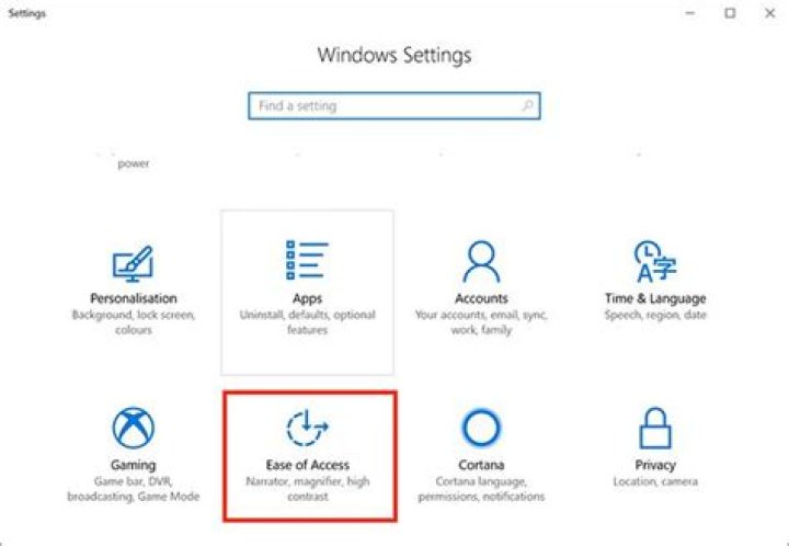 How do I get rid of Ease of Access on my laptop?