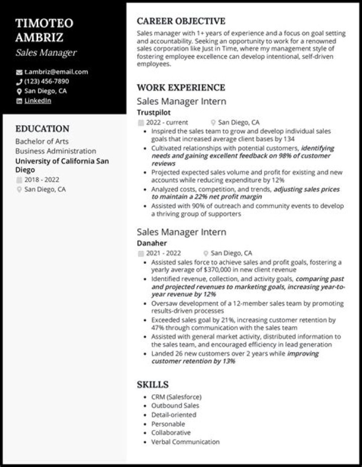 How do I write a resume for a sales manager?