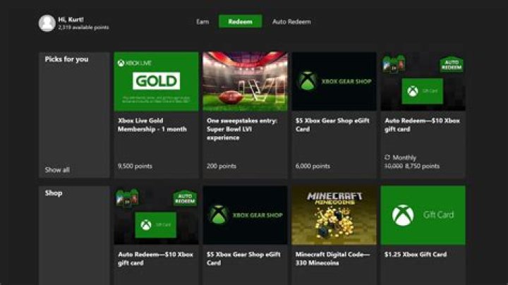 How do you redeem Xbox Live Rewards points?