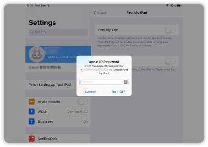 How do you turn off Find My before restoring your iPad?