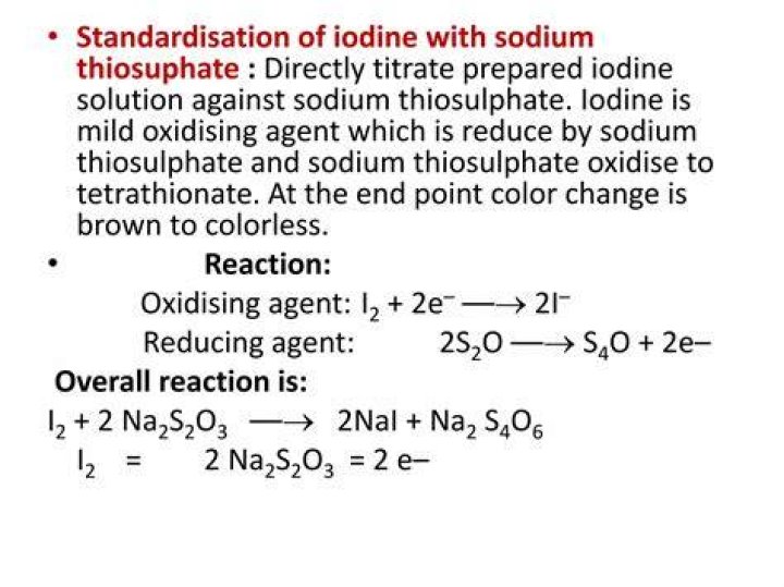 How does Na2S2O3 react with iodine?