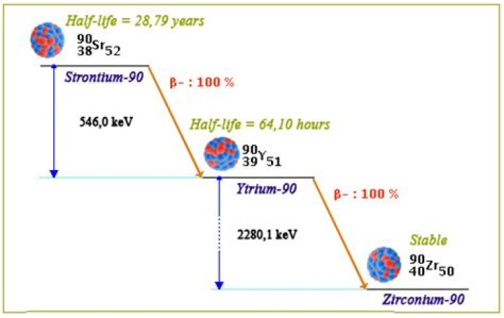 How does y 90 decay?