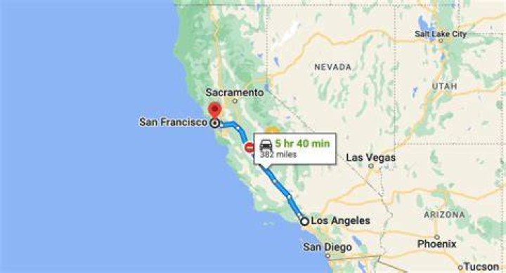 How far apart are Los Angeles and San Francisco?