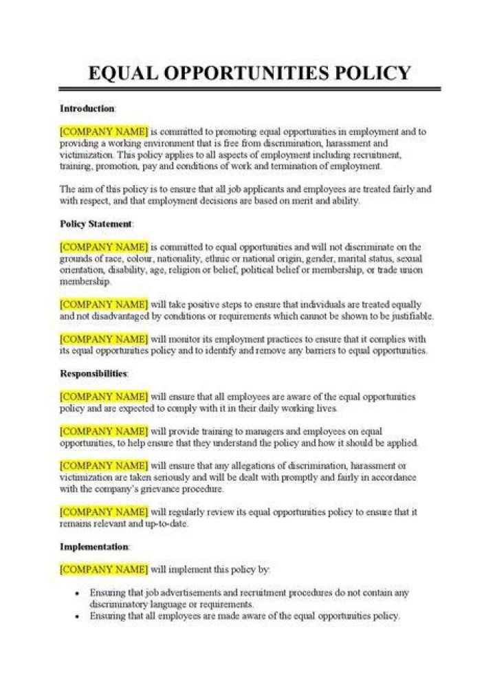 What are the equal opportunity policies?