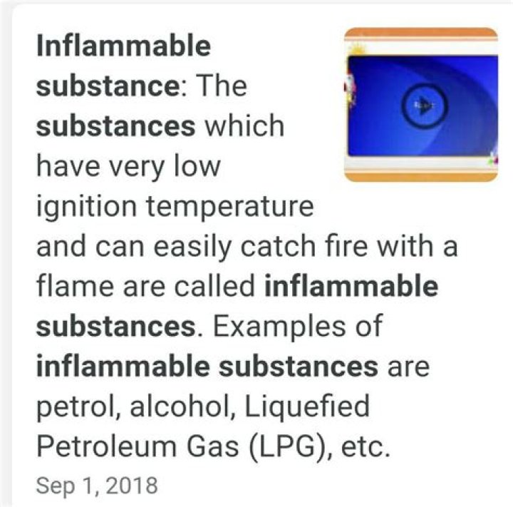 What are the examples of inflammable gases?