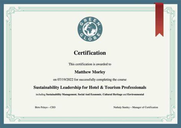 What does the tourism Sustainability Certificate certify?