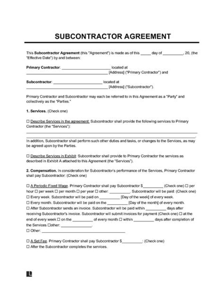 What IRS form does a subcontractor fill out?