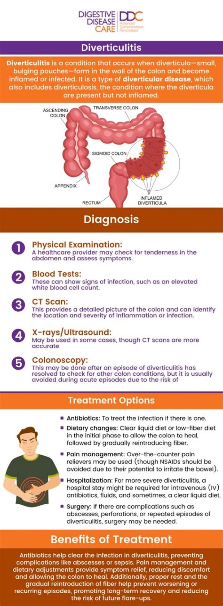 What is the most common treatment for diverticulitis?