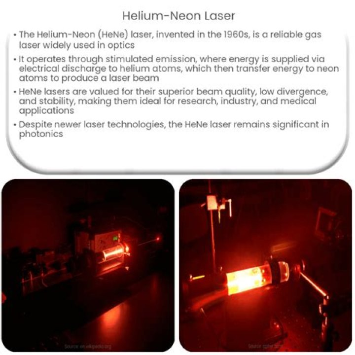 What is the wavelength of a helium-neon laser?