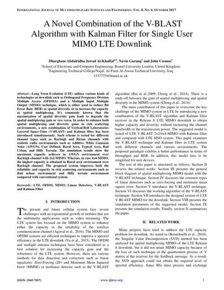 What type of approach is followed in V-blast algorithm to improve performance?