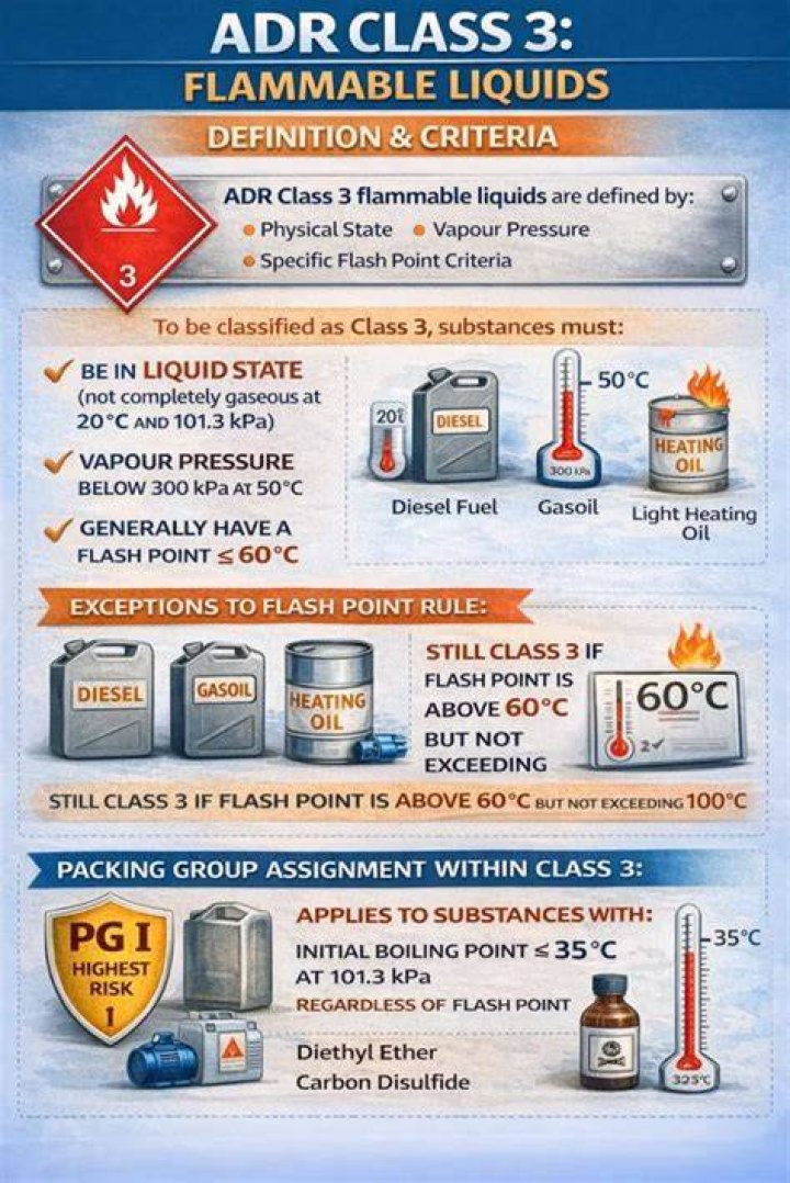 Which of the following would be included in Class 3 flammable liquids?