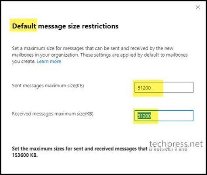 Which tool is used to change the maximum size limit for an Exchange database?